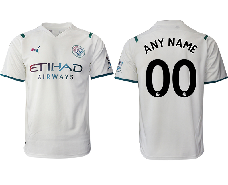 Men 2021-2022 Club Manchester city away aaa version white customized Soccer Jersey->manchester city jersey->Soccer Club Jersey